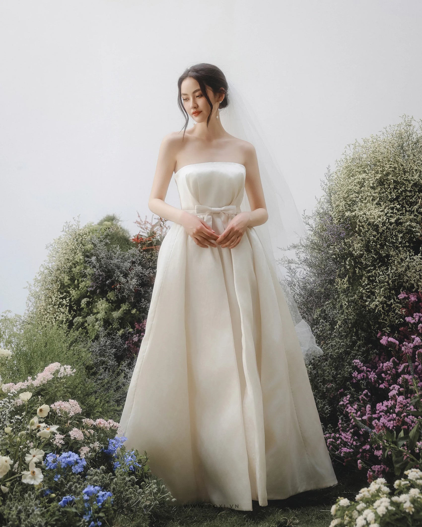 Made-to-order Unique wedding dress "2 in 1" with an off-the-shoulder pencil dress and impressive detachable skirt - S1830 - POXI