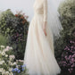 Made-to-order Lace wedding dress with boat neck and three-quarter sleeve - D1542B