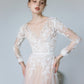 Made-to-order Mermaid lace wedding dress with V-neck and long sleeve - D1782B