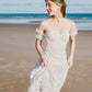 Off-shoulder lace custom-order dress with unique detachable ruffle sleeves - D1589