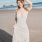 Off-shoulder lace custom-order dress with unique detachable ruffle sleeves - D1589