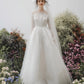 Elegant off-the-shoulder wedding dress with flared skirt and long sleeves - D1746 - POXI