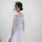 Elegant off-the-shoulder wedding dress with flared skirt and long sleeves - D1746 - POXI