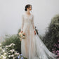 Made-to-order Mermaid lace wedding dress with V-neck and long sleeve - D1782 - POXI