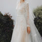 Made-to-order Mermaid lace wedding dress with V-neck and long sleeve - D1782 - POXI