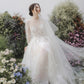 Made-to-order Flying wedding dress with crew neck and long sleeves - D1785 - POXI