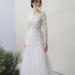 Made-to-order Mermaid lace wedding dress with crew neck and long sleeve - D1799 - POXI