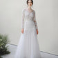 Made-to-order Mermaid lace wedding dress with crew neck and long sleeve - D1799 - POXI