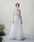 Made-to-order Mermaid lace wedding dress with crew neck and long sleeve - D1799 - POXI