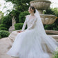 Made-to-order Mermaid lace wedding dress with crew neck and long sleeve - D1799 - POXI