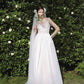 Made-to-order Gentle wedding dress with flare skirt and boat neck - D1800 - POXI