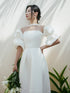 Made-to-order Modern off-the-shoulder wedding dress with impressive puff sleeve  - D1834 - POXI