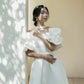 Made-to-order Modern off-the-shoulder wedding dress with impressive puff sleeve  - D1834 - POXI