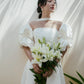 Made-to-order Modern off-the-shoulder wedding dress with impressive puff sleeve  - D1834 - POXI