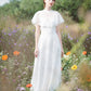 Made-to-order elegant lace wedding dress with V-neck and cape detachable - D1403