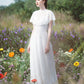 Made-to-order elegant lace wedding dress with V-neck and cape detachable - D1403