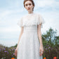 Made-to-order elegant lace wedding dress with V-neck and cape detachable - D1403