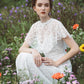 Made-to-order elegant lace wedding dress with V-neck and cape detachable - D1403