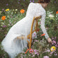 Made-to-order elegant lace wedding dress with crew neck, long sleeve, and detachable tulle skirt - D1536