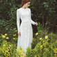 Made-to-order elegant lace wedding dress with crew neck and long sleeve - D1243