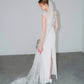 Made-to-order Modern wedding dress with floral lace applique on top body - D1906