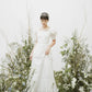 Elegant lace custom-order wedding dress with square neck and puff sleeves - D1622