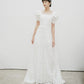 Elegant lace custom-order wedding dress with square neck and puff sleeves - D1622