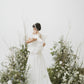 Impressive made-to-order wedding dress with flying skirt and pleated ruffle detail on top - D1603