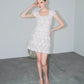 Made-to-order 3D floral lace mini dress with short sleeves and square neck - D1889